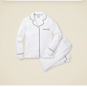 Petite Plume White Cotton Pajama Set With Contrast Piping For Kids Size 6